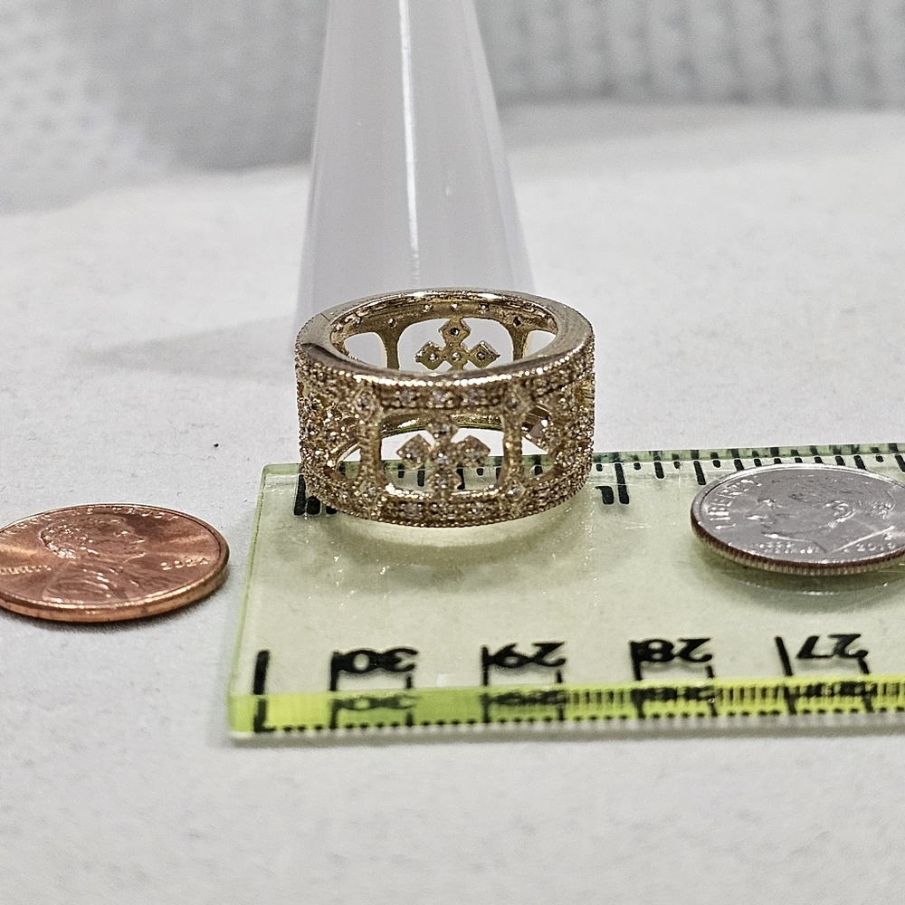 925 Gold Vermeil and Crystal Band Ring - Picture 15 of 16